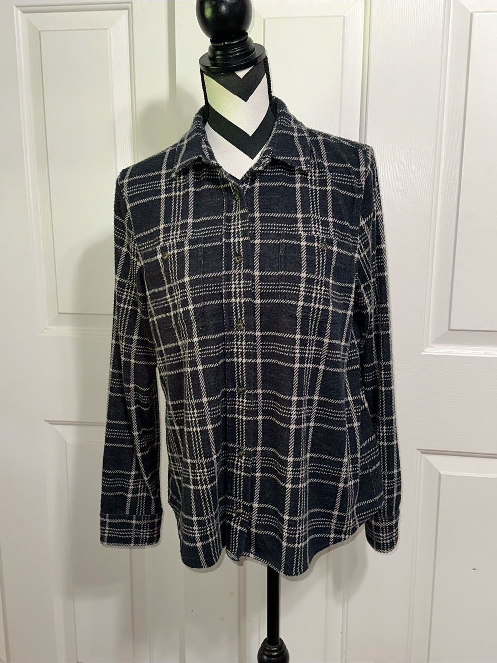 Faherty Black & White Plaid Legend Sweater Shirt